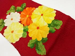 リサイクル　手織り真綿紬菊模様織出し名古屋帯